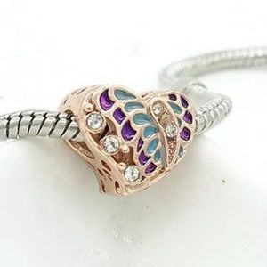 NEW•Rosegold Butterfly Heart DIY charm/bead